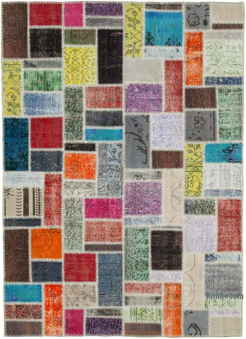 Multicolor Patchwork Hand-Knotted Turkish Rug - 5' 9" x 7' 9" (69" x 93") - K0051084