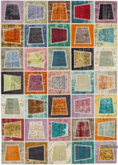Çok Renkli Boyalı Patchwork Halı - 200 cm x 280 cm