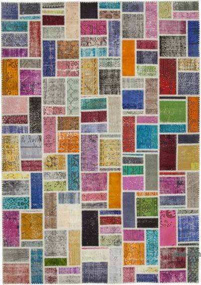 Multicolor Alfombra De Retazos Turca Sobre-teñida - 210 cm x 297 cm