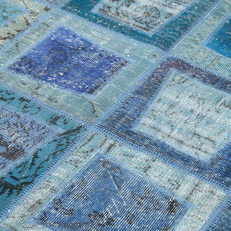 Mavi Boyalı Patchwork Halı - 159 cm x 240 cm - K0051089
