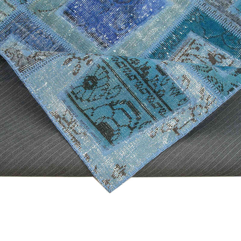 Mavi Boyalı Patchwork Halı - 159 cm x 240 cm - K0051089