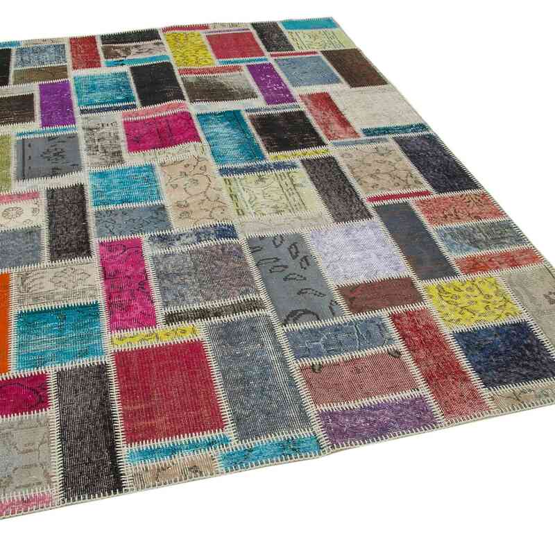 Multicolor Patchwork Hand-Knotted Turkish Rug - 5' 9" x 8'  (69" x 96") - K0051091