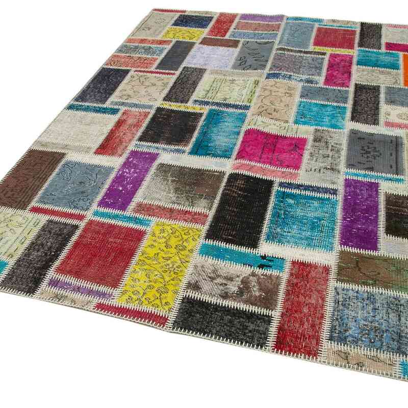 Multicolor Patchwork Hand-Knotted Turkish Rug - 5' 9" x 8'  (69" x 96") - K0051091