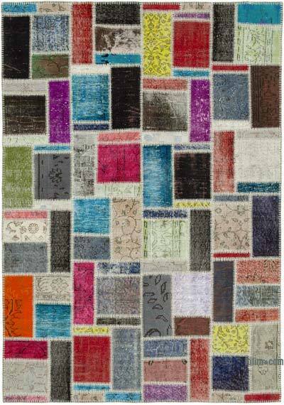 Multicolor Alfombra De Retazos Turca Sobre-teñida - 174 cm x 244 cm