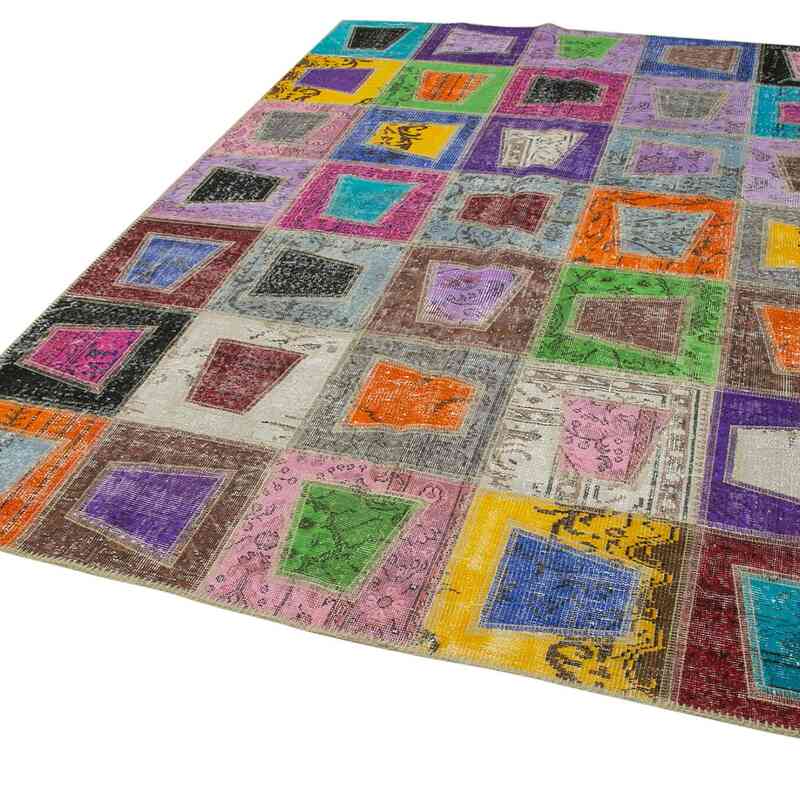 Multicolor Patchwork Hand-Knotted Turkish Rug - 6' 4" x 8' 11" (76" x 107") - K0051095