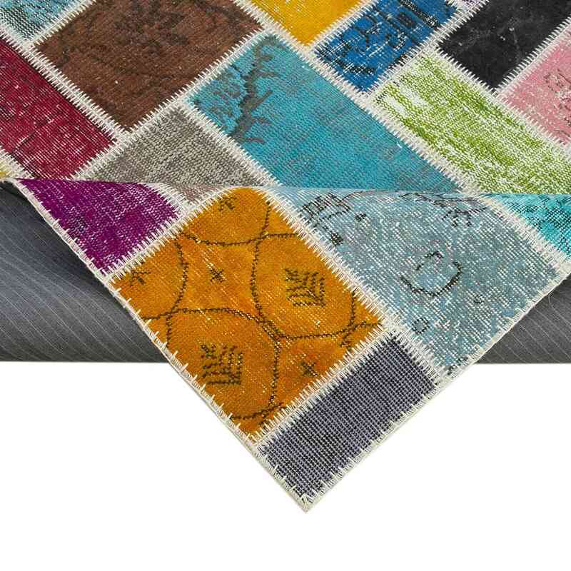 Multicolor Alfombra De Retazos Turca Sobre-teñida - 176 cm x 236 cm - K0051103