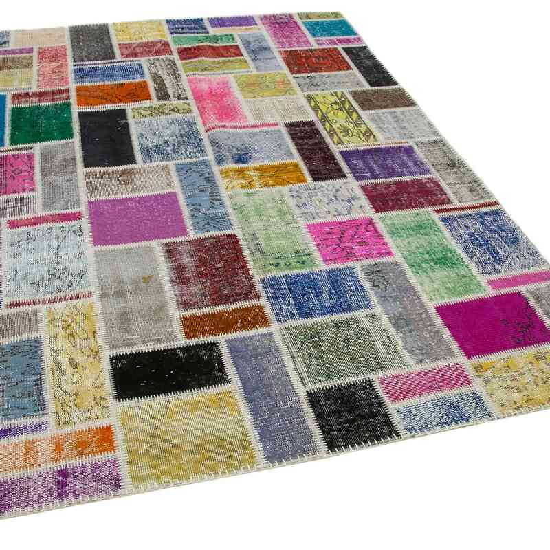 Multicolor Alfombra De Retazos Turca Sobre-teñida - 173 cm x 239 cm - K0051104