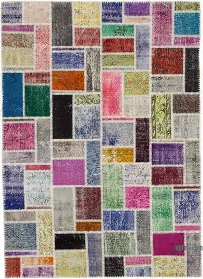 Multicolor Alfombra De Retazos Turca Sobre-teñida - 173 cm x 239 cm