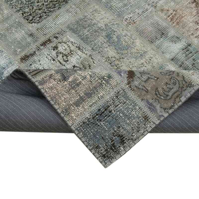Grey Patchwork Hand-Knotted Turkish Rug - 5' 7" x 7' 10" (67" x 94") - K0051112