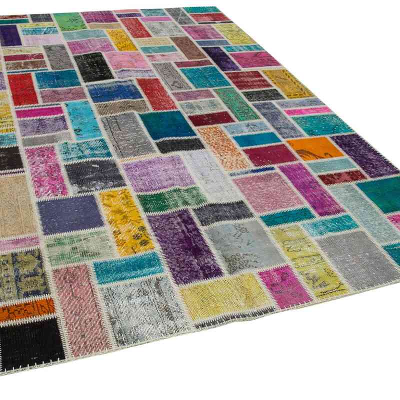 Multicolor Patchwork Hand-Knotted Turkish Rug - 6' 10" x 9' 10" (82" x 118") - K0051119