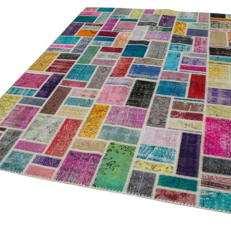 Multicolor Patchwork Hand-Knotted Turkish Rug - 6' 10" x 9' 10" (82" x 118") - K0051119