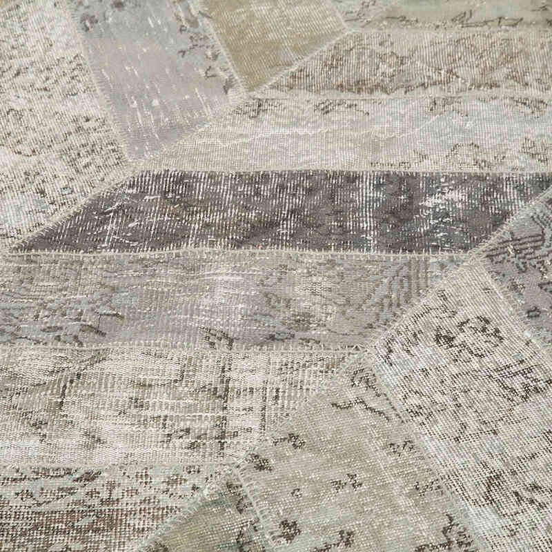 Gris Alfombra De Retazos Turca Sobre-teñida - 245 cm x 308 cm - K0051121