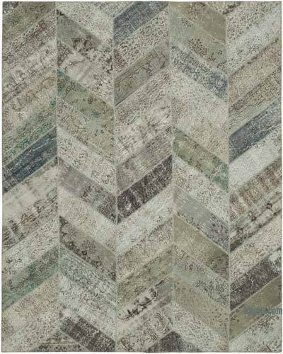 Gri Boyalı Patchwork Halı - 245 cm x 308 cm