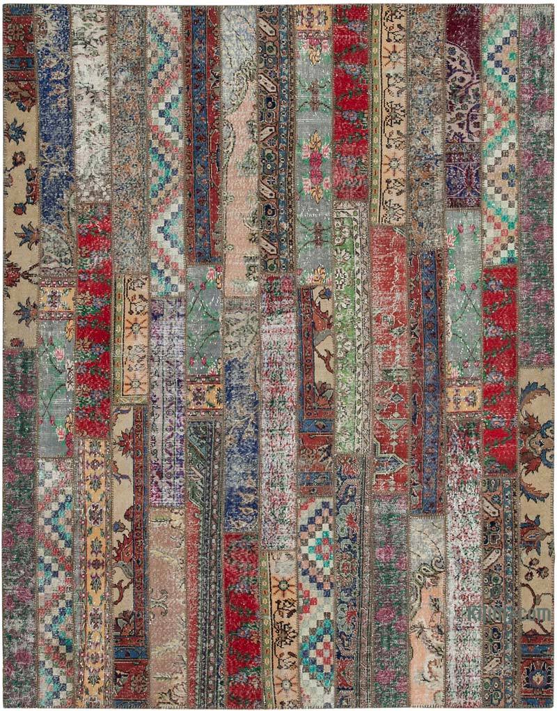 Multicolor Patchwork Hand-Knotted Turkish Rug - 8'  x 10' 1" (96" x 121") - K0051132