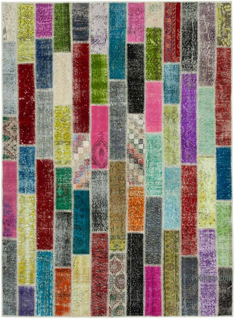 Multicolor Alfombra De Retazos Turca Sobre-teñida - 180 cm x 244 cm - K0051137