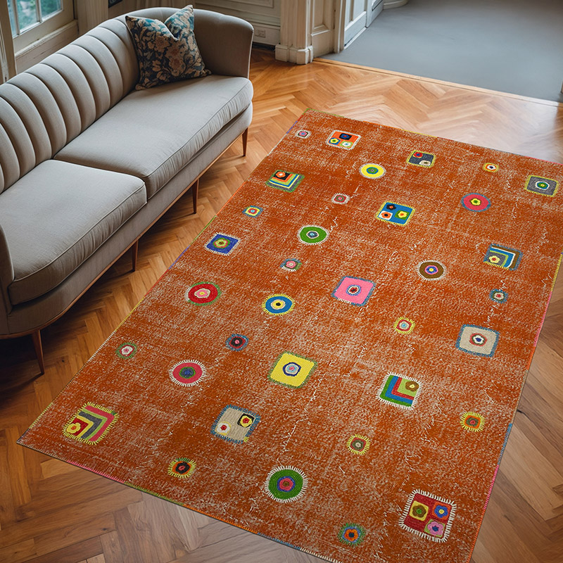Alfombra De Retazos Turca Sobre-teñida - 193 cm x 301 cm - K0051140