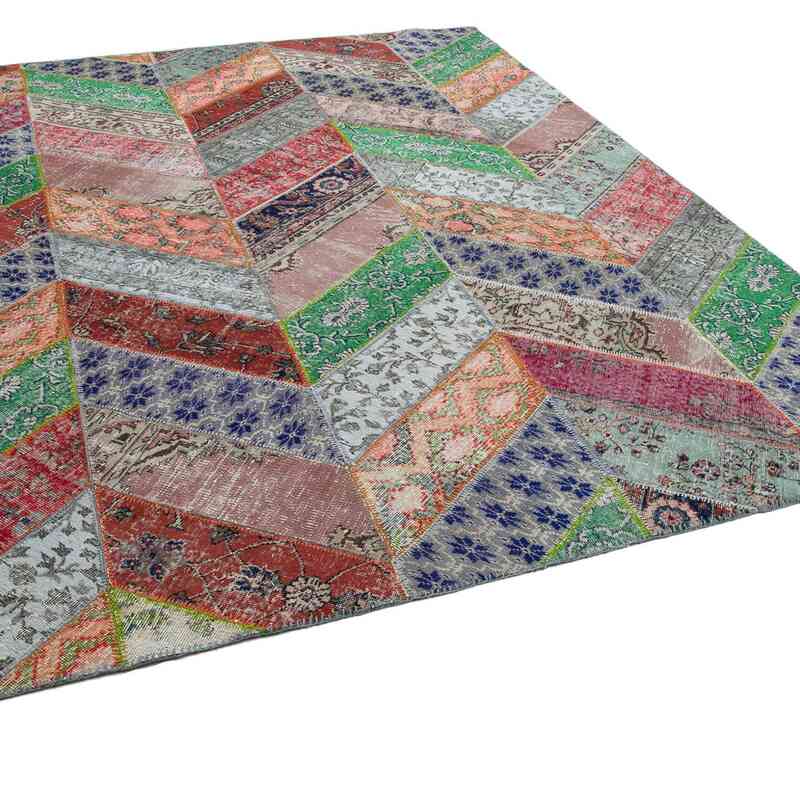 Multicolor Patchwork Hand-Knotted Turkish Rug - 8' 2" x 10' 2" (98" x 122") - K0051141