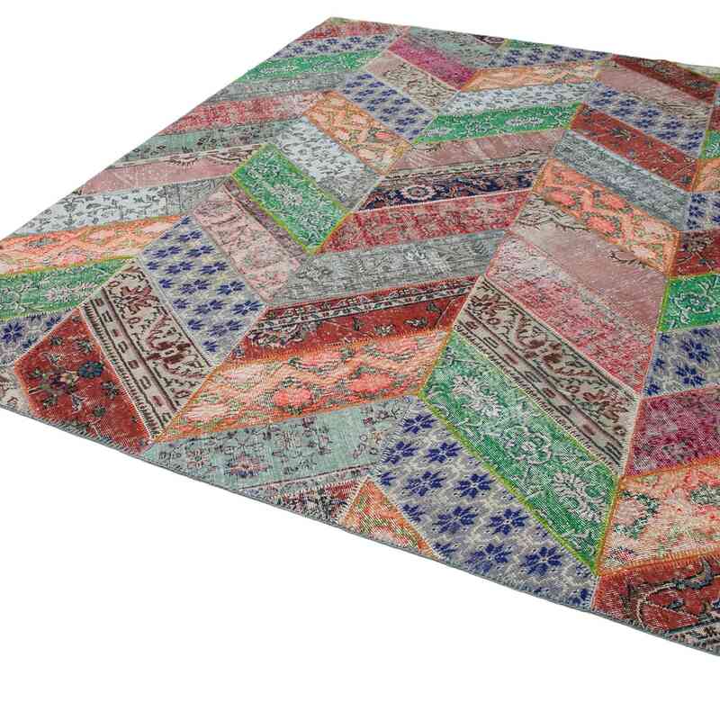 Multicolor Patchwork Hand-Knotted Turkish Rug - 8' 2" x 10' 2" (98" x 122") - K0051141