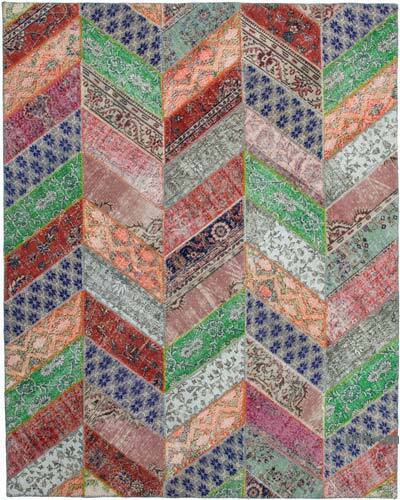 Çok Renkli Boyalı Patchwork Halı - 248 cm x 309 cm