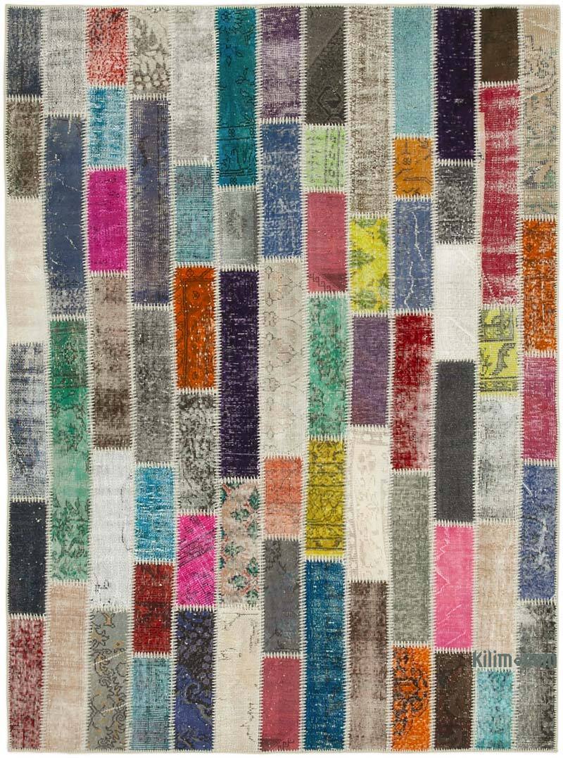 Multicolor Alfombra De Retazos Turca Sobre-teñida - 187 cm x 250 cm - K0051142