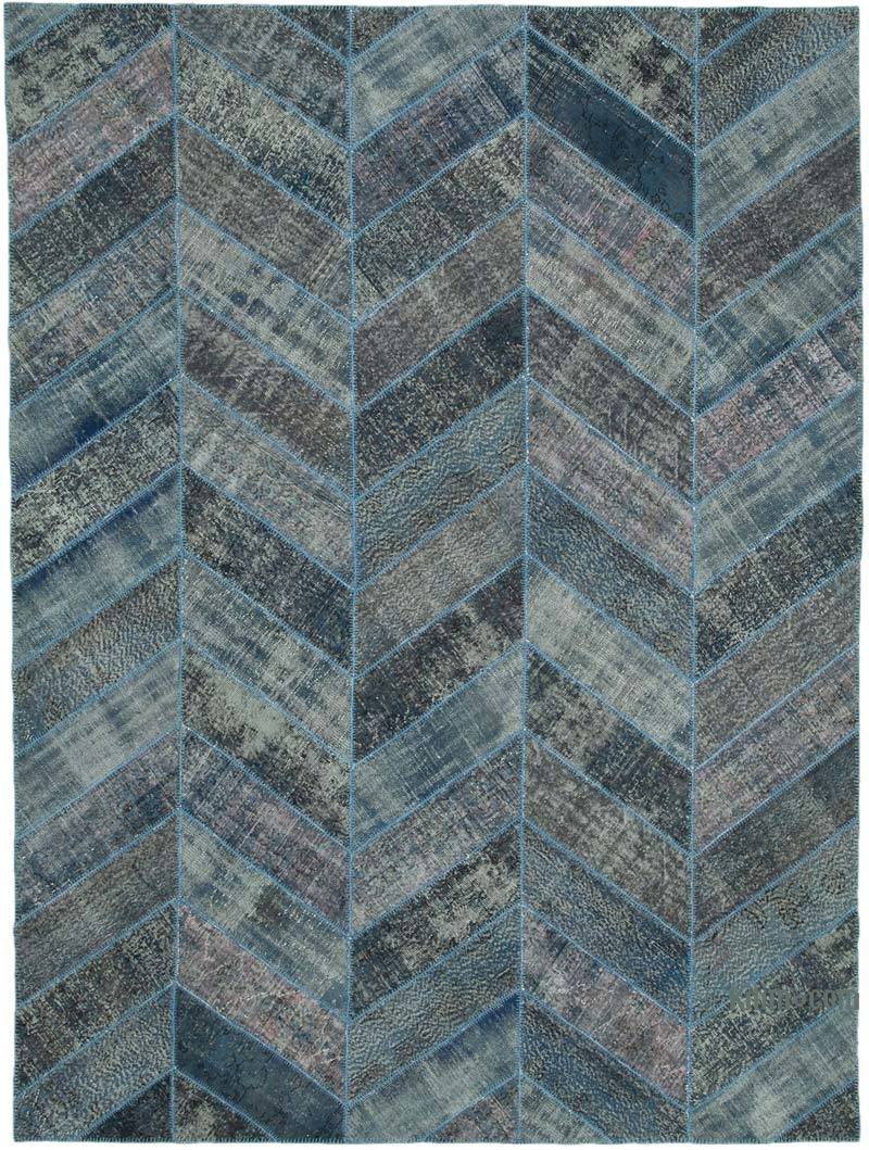 Mavi Boyalı Patchwork Halı - 279 cm x 371 cm - K0051147