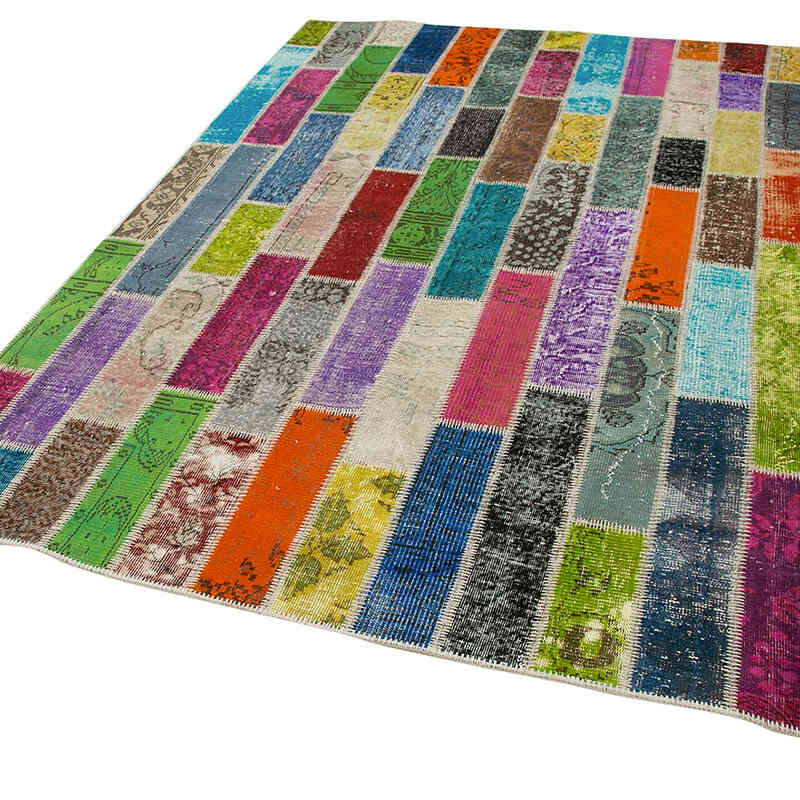 Multicolor Patchwork Hand-Knotted Turkish Rug - 6'  x 8' 1" (72" x 97") - K0051148