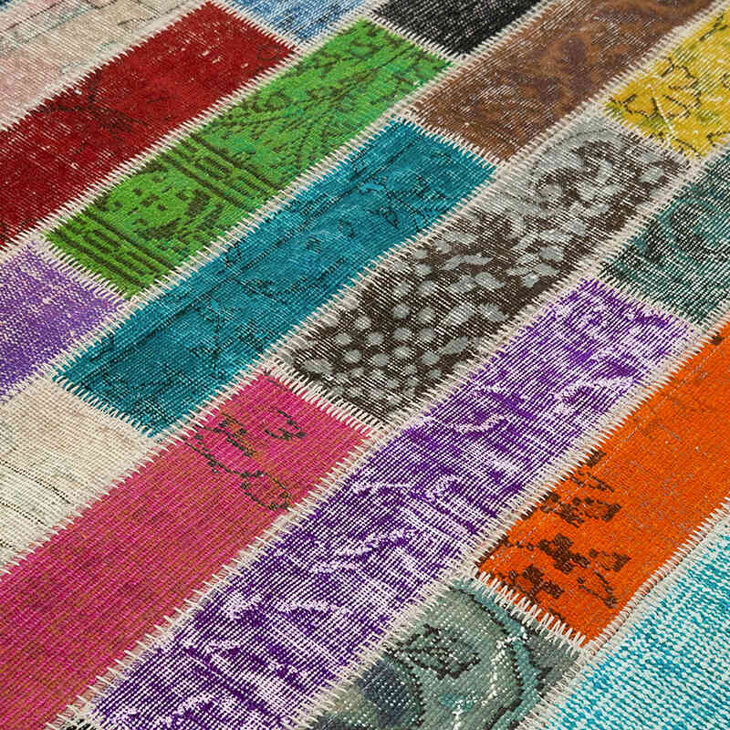 Multicolor Patchwork Hand-Knotted Turkish Rug - 6'  x 8' 1" (72" x 97") - K0051148