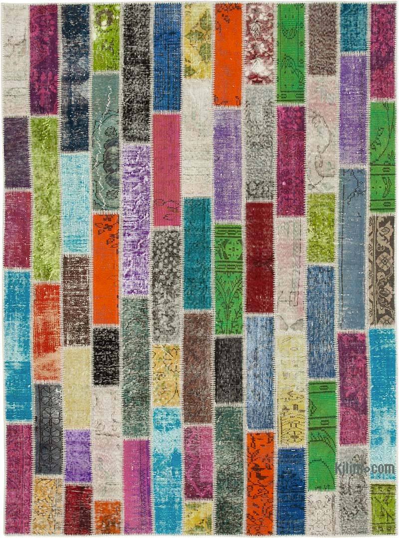 Multicolor Patchwork Hand-Knotted Turkish Rug - 6'  x 8' 1" (72" x 97") - K0051148