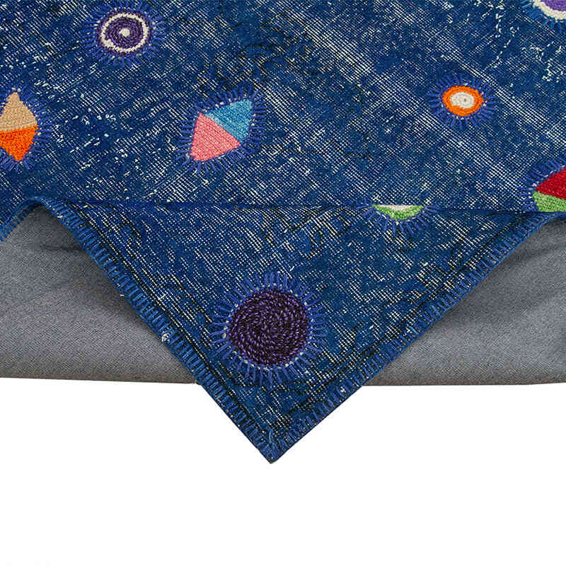 Azul Oscuro Alfombra De Retazos Turca Sobre-teñida - 171 cm x 271 cm - K0051150