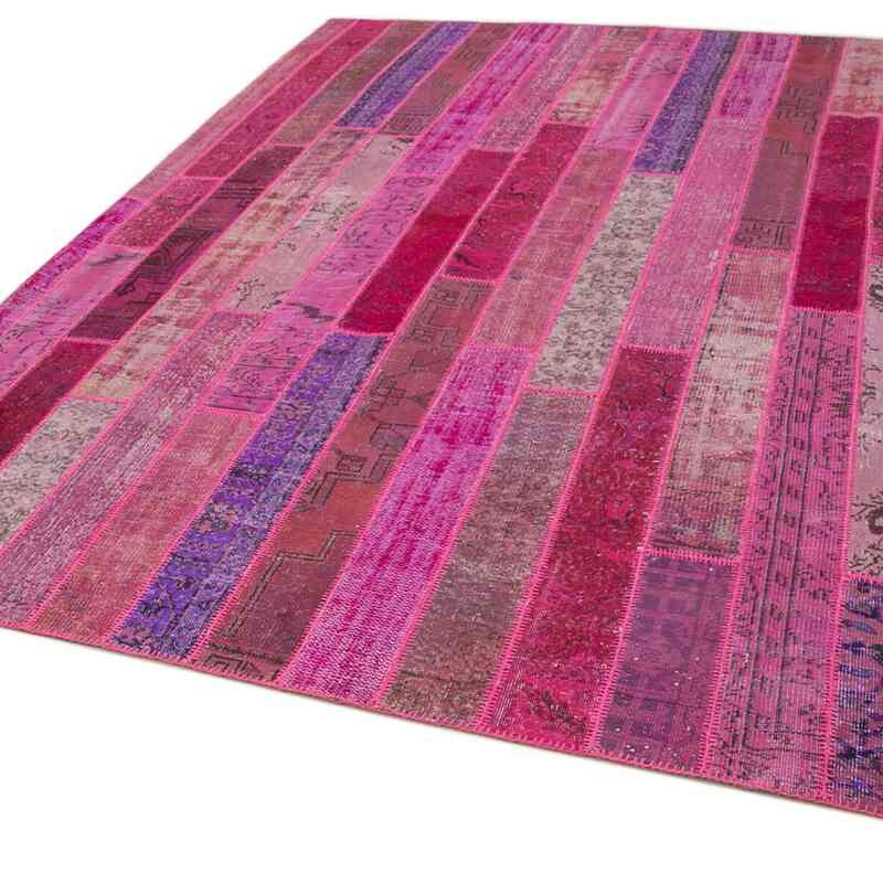 Pink Patchwork Hand-Knotted Turkish Rug - 8' 3" x 10' 1" (99" x 121") - K0051151