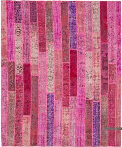 Pink Patchwork Hand-Knotted Turkish Rug - 8' 3" x 10' 1" (99" x 121")