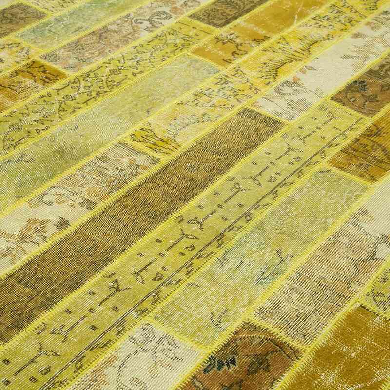 Yellow Patchwork Hand-Knotted Turkish Rug - 8' 2" x 10'  (98" x 120") - K0051152