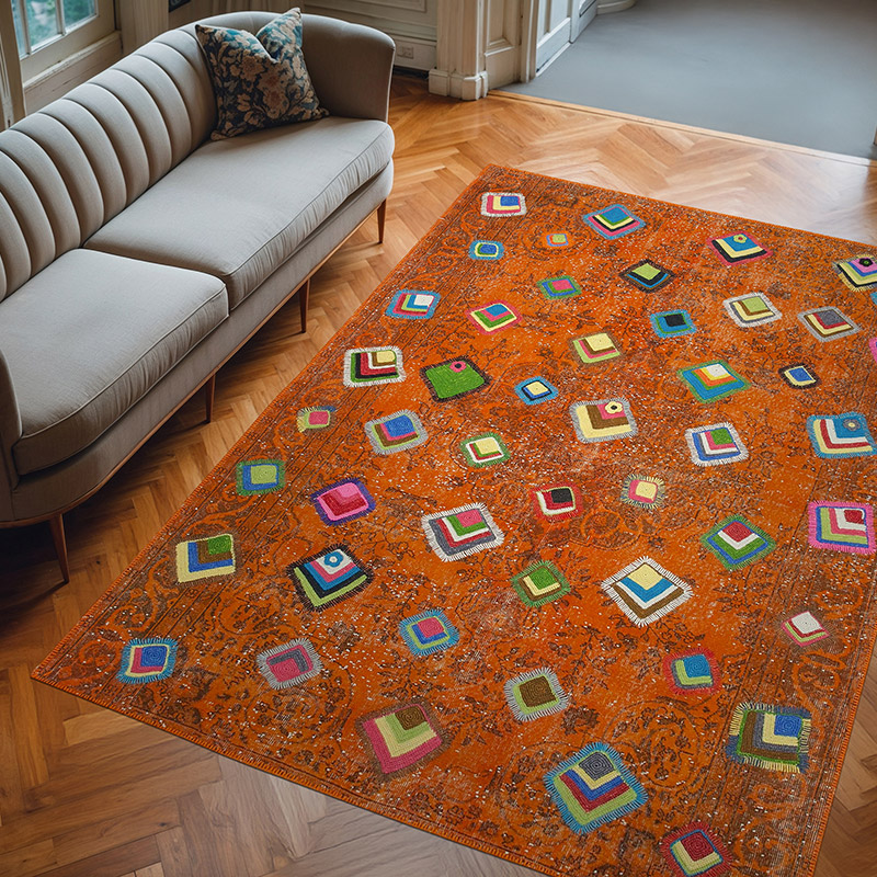 Alfombra De Retazos Turca Sobre-teñida - 208 cm x 292 cm - K0051153
