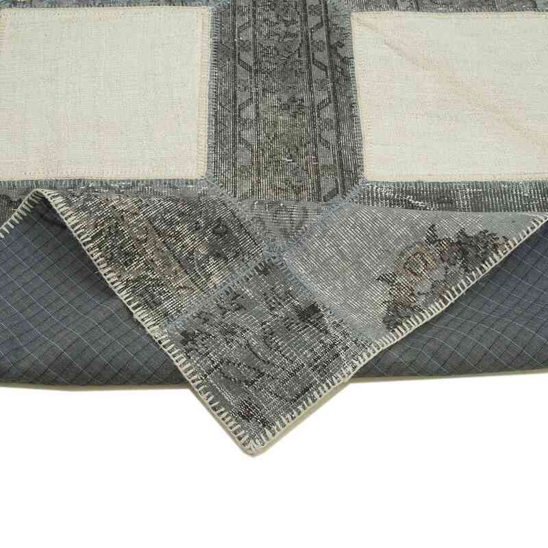 Grey, Beige Patchwork Hand-Knotted Turkish Rug - 8' 3" x 11' 7" (99" x 139") - K0051161