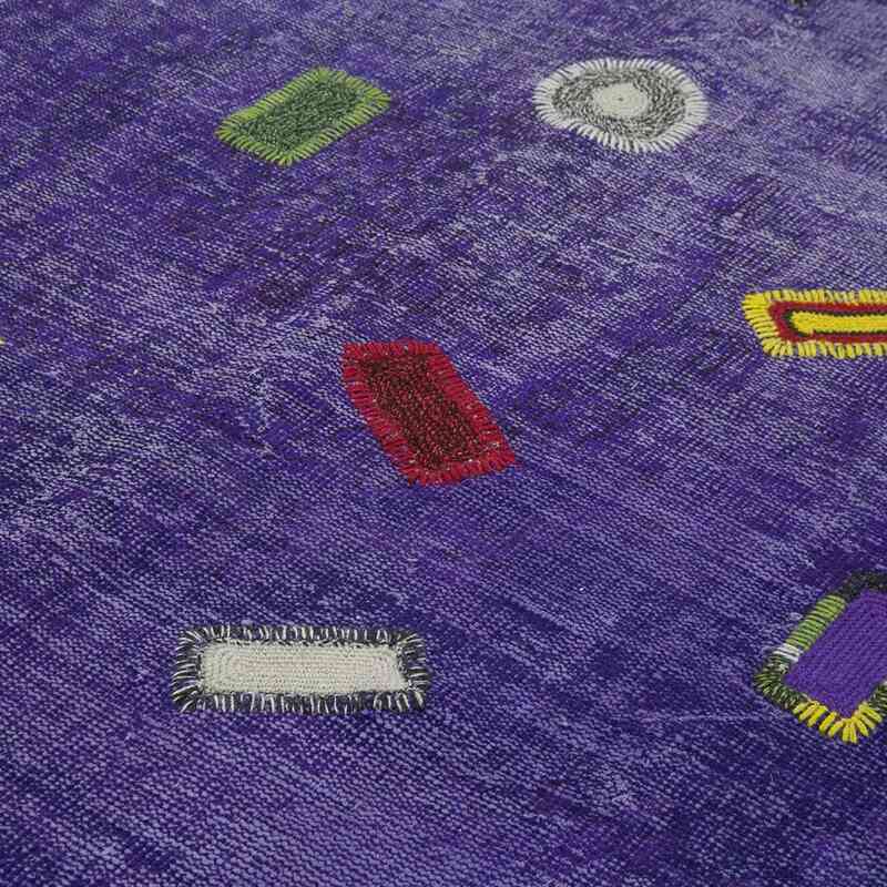 Púrpura Alfombra De Retazos Turca Sobre-teñida - 240 cm x 324 cm - K0051163