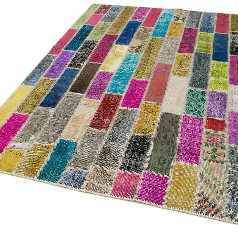 Multicolor Alfombra De Retazos Turca Sobre-teñida - 174 cm x 245 cm - K0051165