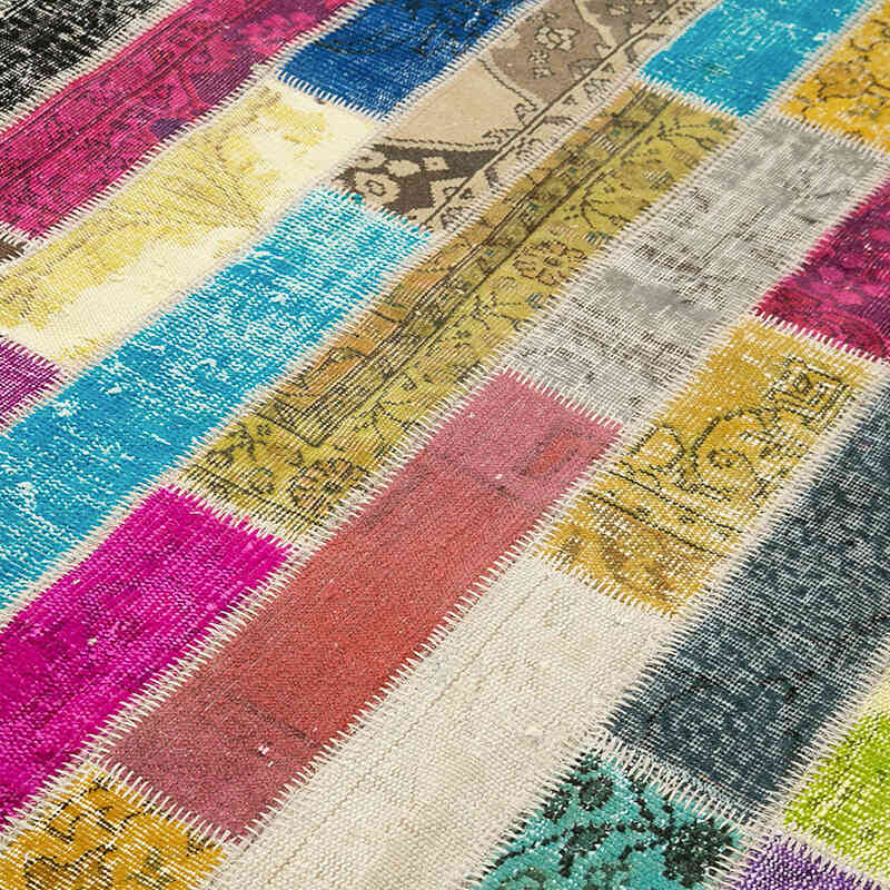 Multicolor Alfombra De Retazos Turca Sobre-teñida - 174 cm x 245 cm - K0051165