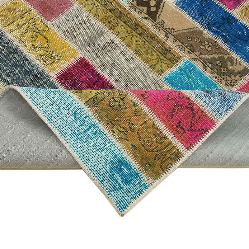 Multicolor Alfombra De Retazos Turca Sobre-teñida - 174 cm x 245 cm - K0051165