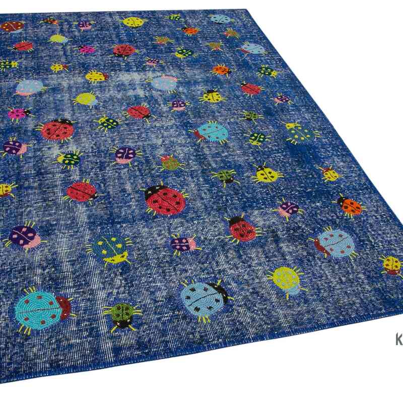 Blue Patchwork Hand-Knotted Turkish Rug - 5' 1" x 7' 5" (61" x 89") - K0051166