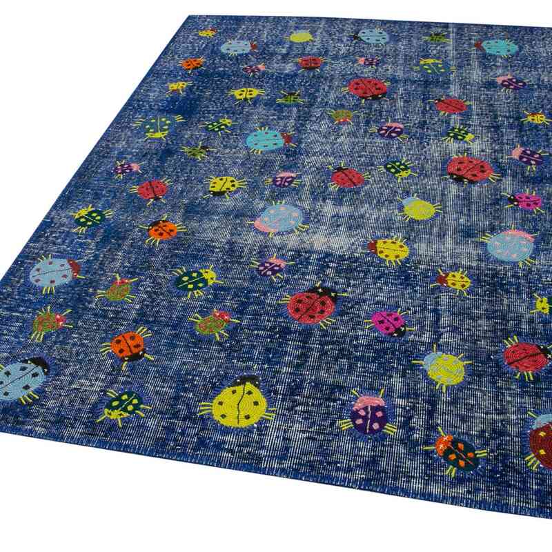 Blue Patchwork Hand-Knotted Turkish Rug - 5' 1" x 7' 5" (61" x 89") - K0051166
