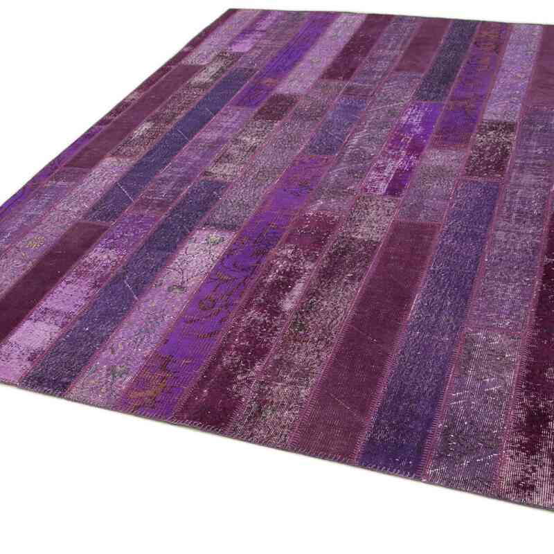 Púrpura Alfombra De Retazos Turca Sobre-teñida - 247 cm x 308 cm - K0051167