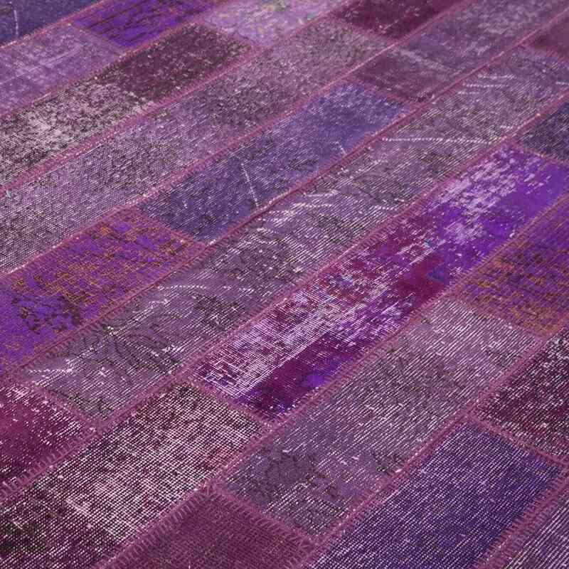 Púrpura Alfombra De Retazos Turca Sobre-teñida - 247 cm x 308 cm - K0051167