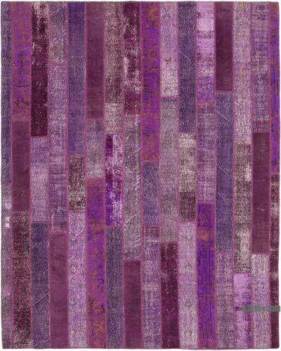 Purple Patchwork Hand-Knotted Turkish Rug - 8' 1" x 10' 1" (97" x 121")