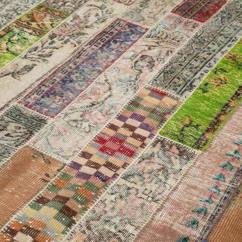 Multicolor Patchwork Hand-Knotted Turkish Rug - 6' 7" x 9' 10" (79" x 118") - K0051175