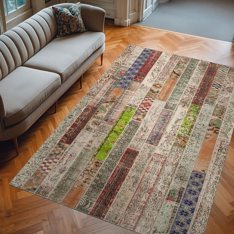Çok Renkli Patchwork El Dokuma Halı - 200 cm x 300 cm - K0051175