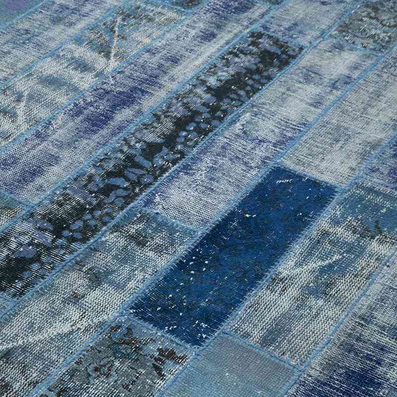 Blue Patchwork Hand-Knotted Turkish Rug - 6' 4" x 9' 10" (76" x 118") - K0051179