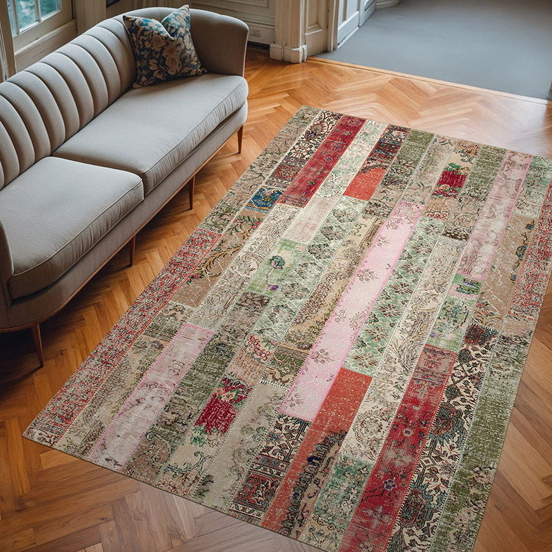 Multicolor, Rojo Alfombra Turca de Retazos - 202 cm x 308 cm - K0051181