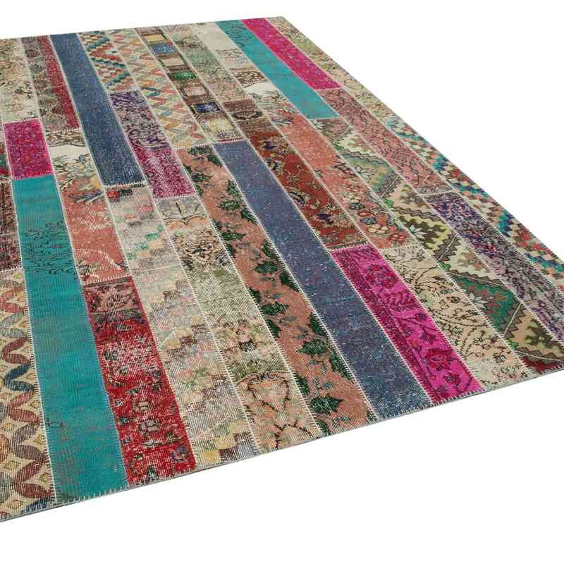 Multicolor Patchwork Hand-Knotted Turkish Rug - 6' 8" x 10'  (80" x 120") - K0051183