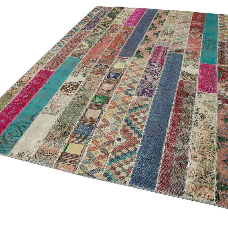 Multicolor Patchwork Hand-Knotted Turkish Rug - 6' 8" x 10'  (80" x 120") - K0051183