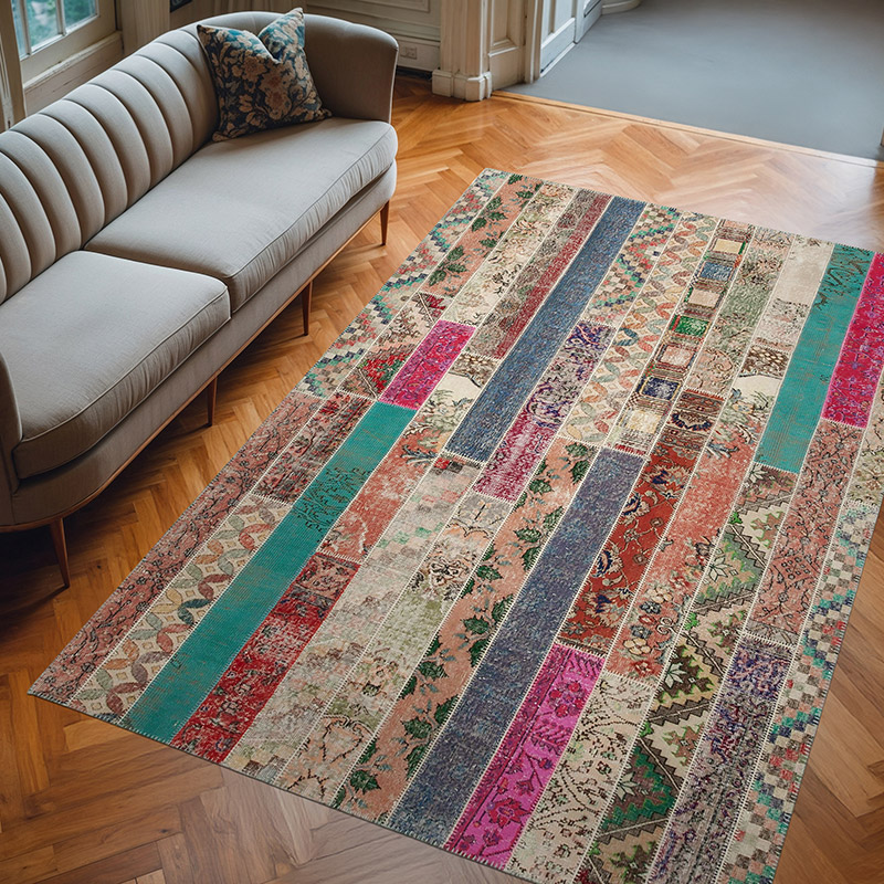 Multicolor Alfombra Turca de Retazos - 204 cm x 305 cm - K0051183